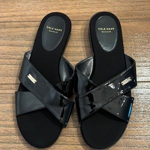 Cole Haan Augusta Black Patent Leather Sandal.  Sz 8 NWOT